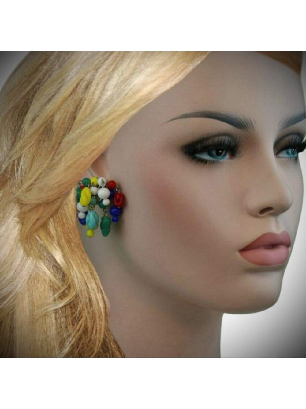 Vintage 1950s Beaded Glass Clip-On Earrings for Women | Chunky Crystal Statement